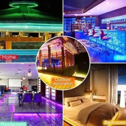 LED Strip Light Led Light Strip Kit Waterproof 20M(4x5M) 5050 10mm RGB 600 LEDs Strip Lights with 44Key IR Remote Controller Kit and 12V 10A EU US AU UK Power Supply with A set Mounting Bracket