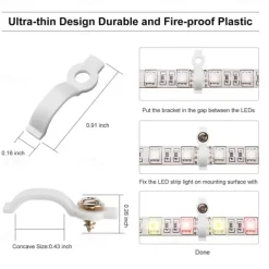 LED Strip Light Led Light Strip Kit Waterproof 20M(4x5M) 5050 10mm RGB 600 LEDs Strip Lights with 44Key IR Remote Controller Kit and 12V 10A EU US AU UK Power Supply with A set Mounting Bracket