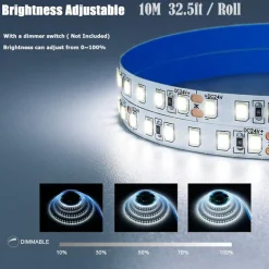 LED Strip Light 10M 32.8 ft 24V High-end LED Strip Lights Kit High Density 1200 LEDs 2835 SMD LED 72W CRI 80 DC24V LED Tape Lights for Under Cabinet Kitchen Commercial Lighting Project