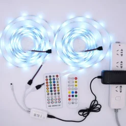 LED Strip Lights Bluetooth Music Sync 40/30/20/10m Color Changing LED Strip 40 Keys Remote Sensitive Built in Mic App Controlled LED Lights 5050 RGB APP Remote Mic 3 Button Switch
