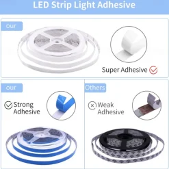 LED Strip Lights Bluetooth Music Sync 40/30/20/10m Color Changing LED Strip 40 Keys Remote Sensitive Built in Mic App Controlled LED Lights 5050 RGB APP Remote Mic 3 Button Switch