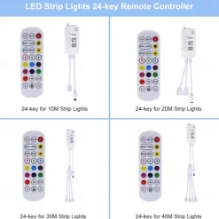 LED Strip Lights Bluetooth Music Sync 40/30/20/10m Color Changing LED Strip 40 Keys Remote Sensitive Built in Mic App Controlled LED Lights 5050 RGB APP Remote Mic 3 Button Switch