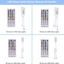 LED Strip Lights Bluetooth Music Sync 40/30/20/10m Color Changing LED Strip 40 Keys Remote Sensitive Built in Mic App Controlled LED Lights 5050 RGB APP Remote Mic 3 Button Switch