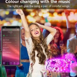 LED Strip Lights Bluetooth Music Sync 40/30/20/10m Color Changing LED Strip 40 Keys Remote Sensitive Built in Mic App Controlled LED Lights 5050 RGB APP Remote Mic 3 Button Switch