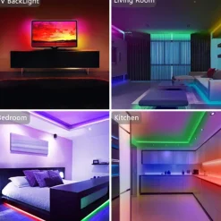 LED Strip Lights Bluetooth Music Sync 40/30/20/10m Color Changing LED Strip 40 Keys Remote Sensitive Built in Mic App Controlled LED Lights 5050 RGB APP Remote Mic 3 Button Switch