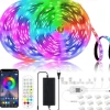 LED Strip Lights Bluetooth App Control 20m 66ft 600LEDs / 15m 49ft450LEDs RGB Color Changing SMD5050 Flexible Music Sync for Home Room Kitchen TV Decoration