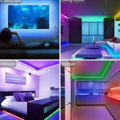 LED Strip Lights Bluetooth App Control 20m 66ft 600LEDs / 15m 49ft450LEDs RGB Color Changing SMD5050 Flexible Music Sync for Home Room Kitchen TV Decoration