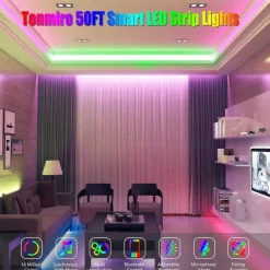 LED Strip Lights Bluetooth App Control 20m 66ft 600LEDs / 15m 49ft450LEDs RGB Color Changing SMD5050 Flexible Music Sync for Home Room Kitchen TV Decoration