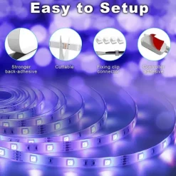 LED Strip Lights Bluetooth App Control 20m 66ft 600LEDs / 15m 49ft450LEDs RGB Color Changing SMD5050 Flexible Music Sync for Home Room Kitchen TV Decoration