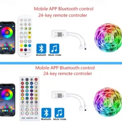 LED Strip Lights Bluetooth App Control 20m 66ft 600LEDs / 15m 49ft450LEDs RGB Color Changing SMD5050 Flexible Music Sync for Home Room Kitchen TV Decoration