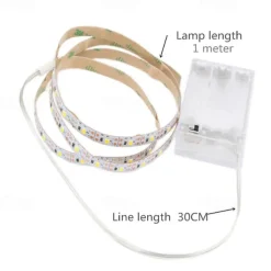 LED Strip Lights 1M Flexible Tiktok Lights 60 LEDs 2835 SMD 8mm Warm White White Cuttable Decorative Self-adhesive AA Batteries Powered Set