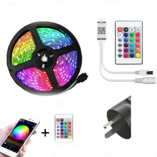 LED Strip Lights 5m Flexible LED Light Strips Light Sets String Lights 150 LEDs 5050 SMD 10mm 1 24Keys Remote Controller 1 x 12V 2A Adapter 1 set RGB Red Blue Christmas New Year's APP Control Decorative Self-adhesive