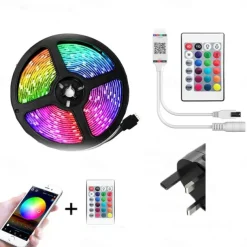 LED Strip Lights 5m Flexible LED Light Strips Light Sets String Lights 150 LEDs 5050 SMD 10mm 1 24Keys Remote Controller 1 x 12V 2A Adapter 1 set RGB Red Blue Christmas New Year's APP Control Decorative Self-adhesive