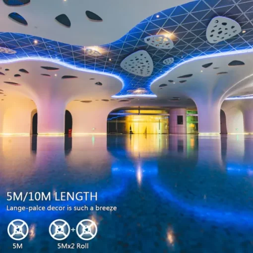 LED Strip Lights 5m Flexible LED Light Strips Light Sets String Lights 150 LEDs 5050 SMD 10mm 1 24Keys Remote Controller 1 x 12V 2A Adapter 1 set RGB Red Blue Christmas New Year's APP Control Decorative Self-adhesive