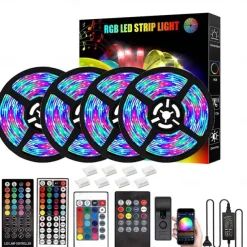 LED Strip Lights 20M 65.6ft Bluetooth Waterproof DIY Color changing 2835 RGB with Remote and Hidden Controller Easy Installation for TV Backlight Room and Bedroom