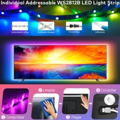 LED Strip Lights 1m-30m RGBIC WS2812b Bluetooth App Control Chasing Effect Lights Flexible Tape Diode Ribbon TV BackLight Room Decorate