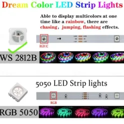 LED Strip Lights 1m-30m RGBIC WS2812b Bluetooth App Control Chasing Effect Lights Flexible Tape Diode Ribbon TV BackLight Room Decorate