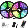 LED Strip Lights RGB 10M 32.8ft Christmas Tiktok TV Backlight 600LEDs Flexible Color Change SMD 2835 with 44 Keys Controller 100-240V Power Supply for Home Bedroom Kitchen