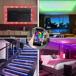 LED Strip Lights Smart Lights 5M 10M Light Sets RGB Tiktok Lights 150 300 LEDs SMD5050 10mm 1Set Mounting Bracket 1 set RGB APP Control Self-adhesive 12V