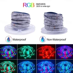 LED Strip Lights Waterproof 10M(2x5M) Flexible LED Strip Lights RGB Tiktok Lights 2835 600LEDs 8mm 44Keys IR Remote Controller