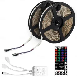 LED Strip Lights Waterproof 10M(2x5M) Flexible LED Strip Lights RGB Tiktok Lights 2835 600LEDs 8mm 44Keys IR Remote Controller