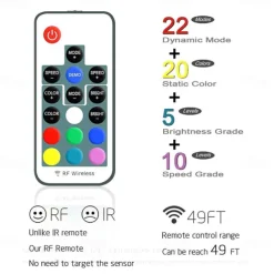 LED Strip Lights Waterproof 1M RGB Tiktok Lights 60 LEDs 5050 SMD 10mm 1M LED LED Strip Lights 17-Key Remote Controller RGB Tiktok Lights TV Background Light IP65