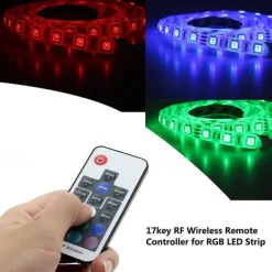 LED Strip Lights Waterproof 1M RGB Tiktok Lights 60 LEDs 5050 SMD 10mm 1M LED LED Strip Lights 17-Key Remote Controller RGB Tiktok Lights TV Background Light IP65