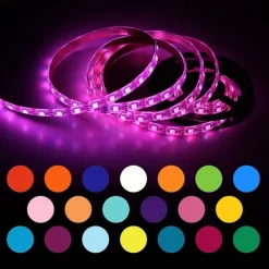 LED Strip Lights Waterproof 1M RGB Tiktok Lights 60 LEDs 5050 SMD 10mm 1M LED LED Strip Lights 17-Key Remote Controller RGB Tiktok Lights TV Background Light IP65