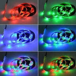 LED Strip Lights (2x5M)10M 32.8ft 2835 RGB 600LEDs 8mm Strips Lighting Flexible Color Changing with 44 Key IR Remote Ideal for Home Kitchen Christmas TV Back Lights DC 12V