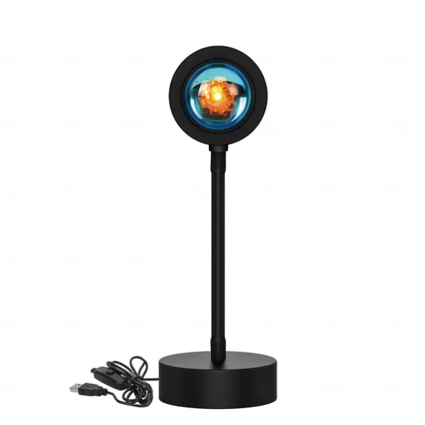 LED Sunset Projector Lamp Tiktok Lights USB Operation Rainbow Night Light Atmosphere Table Lamp Living Room Bedroom Coffee Store Background Wall Decoration Colorful Lights