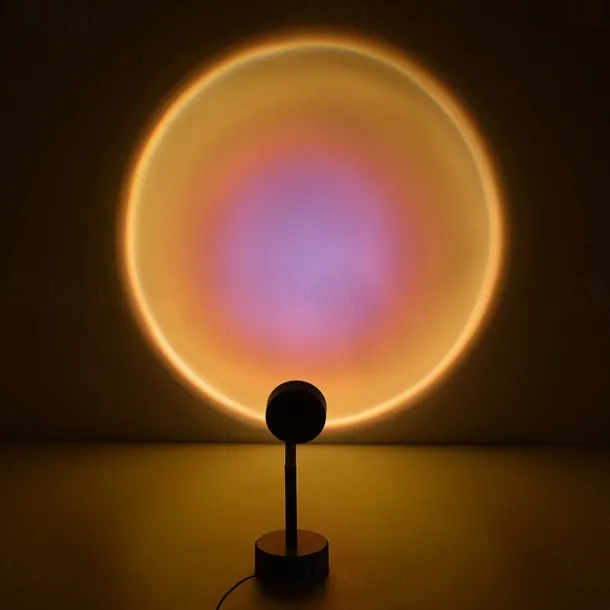 LED Sunset Projector Lamp Tiktok Lights USB Operation Rainbow Night Light Atmosphere Table Lamp Living Room Bedroom Coffee Store Background Wall Decoration Colorful Lights