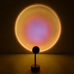 LED Sunset Projector Lamp Tiktok Lights USB Operation Rainbow Night Light Atmosphere Table Lamp Living Room Bedroom Coffee Store Background Wall Decoration Colorful Lights