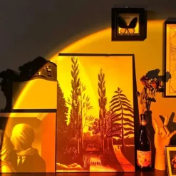 LED Sunset Projector Lamp Tiktok Lights USB Operation Rainbow Night Light Atmosphere Table Lamp Living Room Bedroom Coffee Store Background Wall Decoration Colorful Lights