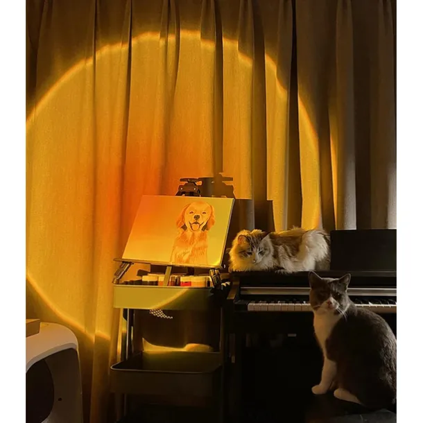 LED Sunset Projector Lamp Tiktok Lights USB Operation Rainbow Night Light Atmosphere Table Lamp Living Room Bedroom Coffee Store Background Wall Decoration Colorful Lights