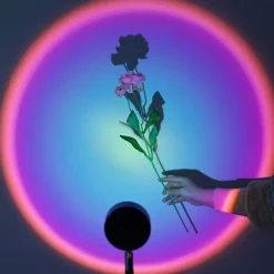 LED Sunset Projector Lamp Tiktok Lights USB Operation Rainbow Night Light Atmosphere Table Lamp Living Room Bedroom Coffee Store Background Wall Decoration Colorful Lights