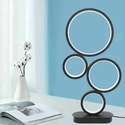 LED Table Lamp Black Modern Dimmable Bedside Table Lamp 18W 3 Color Modes Applicable to Living Room Bedroom Office Bedside Cabinet and Bookcase