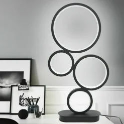 LED Table Lamp Black Modern Dimmable Bedside Table Lamp 18W 3 Color Modes Applicable to Living Room Bedroom Office Bedside Cabinet and Bookcase