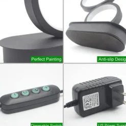 LED Table Lamp Black Modern Dimmable Bedside Table Lamp 18W 3 Color Modes Applicable to Living Room Bedroom Office Bedside Cabinet and Bookcase