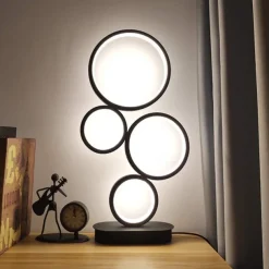 LED Table Lamp Black Modern Dimmable Bedside Table Lamp 18W 3 Color Modes Applicable to Living Room Bedroom Office Bedside Cabinet and Bookcase