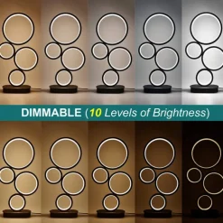 LED Table Lamp Black Modern Dimmable Bedside Table Lamp 18W 3 Color Modes Applicable to Living Room Bedroom Office Bedside Cabinet and Bookcase