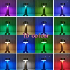 LED Table Lamp Dumbbell 16-Color Usb Rechargeable Hotel Desk Lamp Touch Dimming Restaurant Bar Atmosphere Lamp Retro Simple Lamp