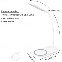 LED Table Lamp Wireless Charging for Samsung S20/S10/Note10 Fast Wireless Charger For iPhone 12 11Pro/Xr/Xs/8 Adjustable