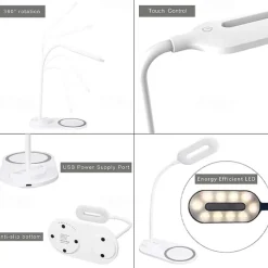 LED Table Lamp Wireless Charging for Samsung S20/S10/Note10 Fast Wireless Charger For iPhone 12 11Pro/Xr/Xs/8 Adjustable