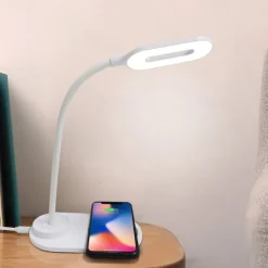 LED Table Lamp Wireless Charging for Samsung S20/S10/Note10 Fast Wireless Charger For iPhone 12 11Pro/Xr/Xs/8 Adjustable