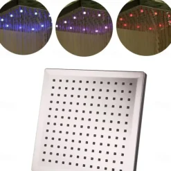 LED Tricolor Luminous Color Top Spray Shower Head With Temperature /9 Inch Water Booster Top Spray (ABS Plating)