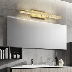 LED Vanity Light Crystal Waterproof IP20 20W Mirror Light Modern White Minimalist Bathroom Light Fixture Aluminum Iron Bathroom Wall Sconce Wall Mount Lighting Fixture