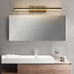 LED Vanity Light Crystal Waterproof IP20 20W Mirror Light Modern White Minimalist Bathroom Light Fixture Aluminum Iron Bathroom Wall Sconce Wall Mount Lighting Fixture