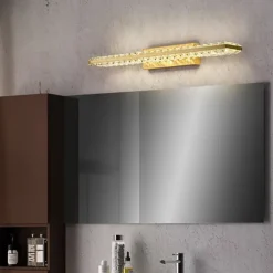 LED Vanity Light Crystal Waterproof IP20 20W Mirror Light Modern White Minimalist Bathroom Light Fixture Aluminum Iron Bathroom Wall Sconce Wall Mount Lighting Fixture