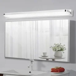 LED Vanity Light Mirror Front Lamp Stainless Steel Mirror Headlight 28.3in 16W Led Bathroom Makeup Lamp Moistureproof Simple Acrylic