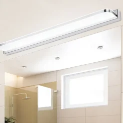 LED Vanity Light Mirror Front Lamp Stainless Steel Mirror Headlight 28.3in 16W Led Bathroom Makeup Lamp Moistureproof Simple Acrylic